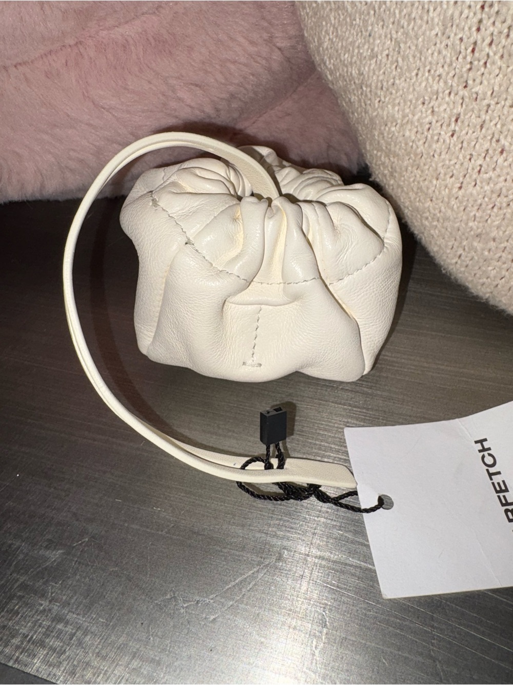 Jil Sander Cream Mini Drawstring Wristlet/ Bag Charm coin purse